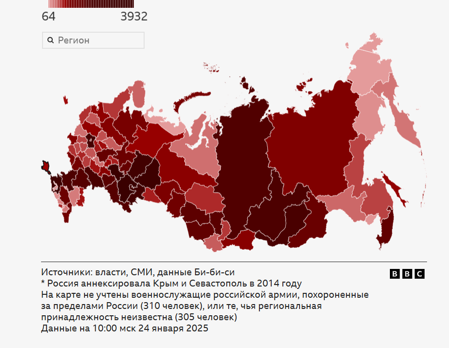Які регіони в Росії найчастіше мобілізують