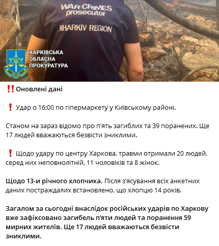 Шість загиблих, 60 поранених та майже два десятки зниклих безвісти — наслідки атаки по Харкову - фото 1