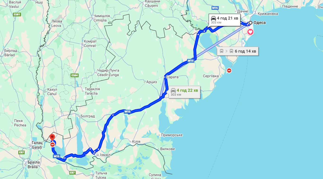 Затори на трасі Одеси-Рені