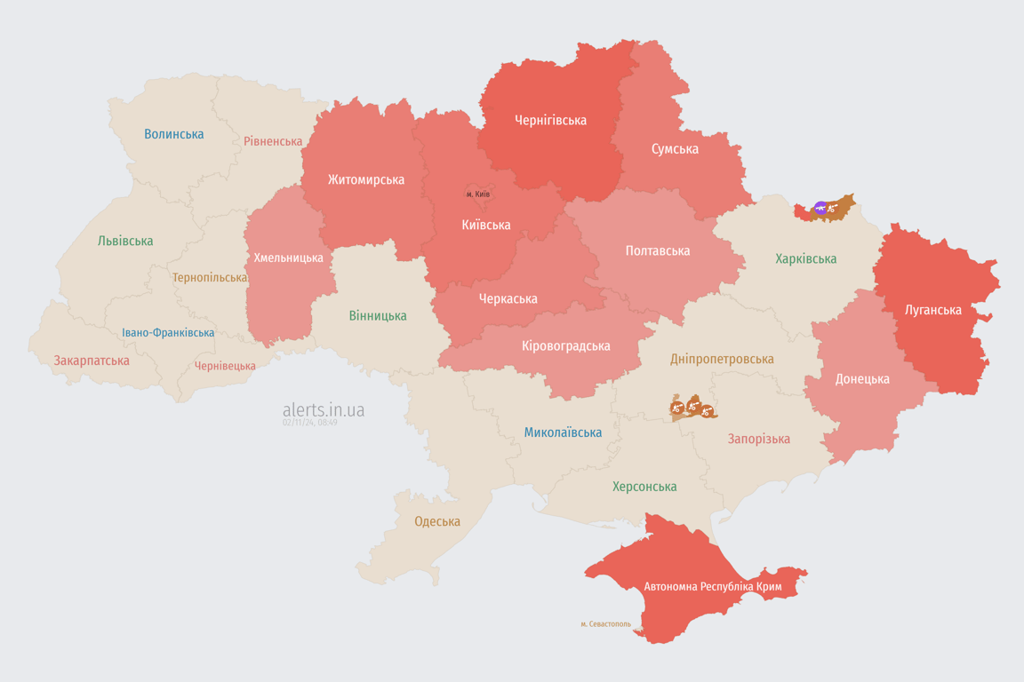 Карта повітряних тривог України