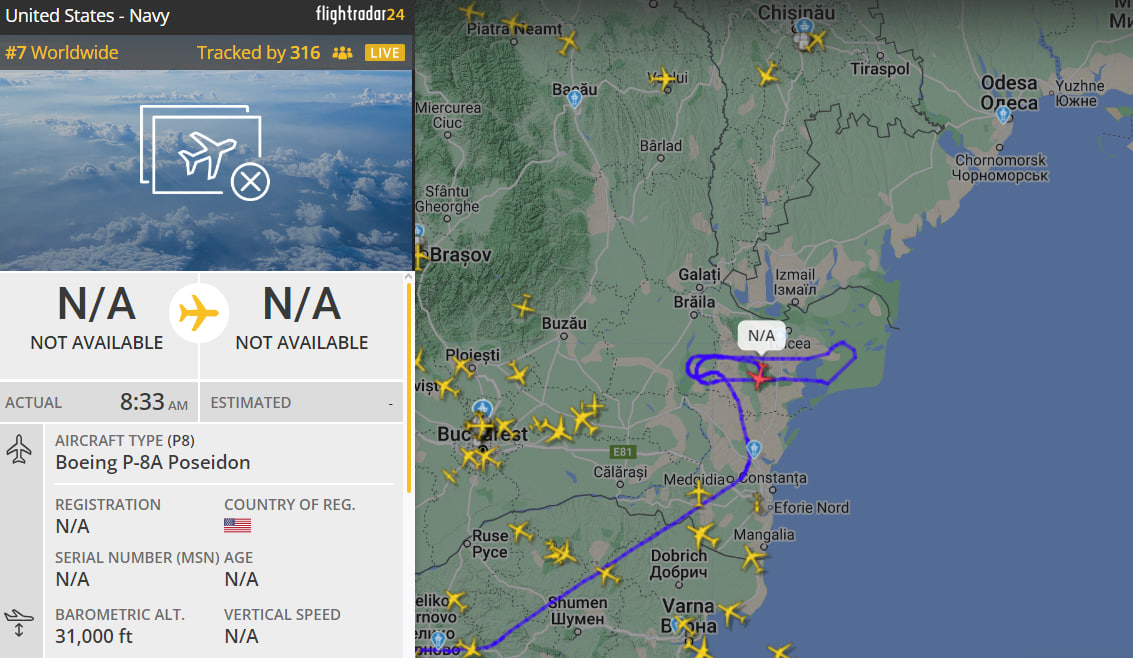 Літак НАТО близько Одещини 27 червня