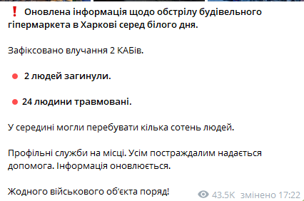 Скриншот допису Олега Синєгубова