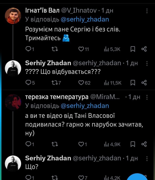 Реакція Сергія Жадана. Фото: twitter.com/serhiy_zhadan