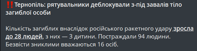 Количество погибших из-за обстрела РФ в Тернополе возросло - фото 1