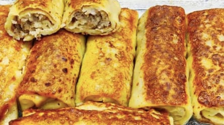 Блины с мясом — понадобится 400 г фарша и 250 г муки - 285x160