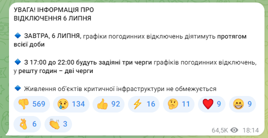 Допис Укренерго. Фото: скриншот