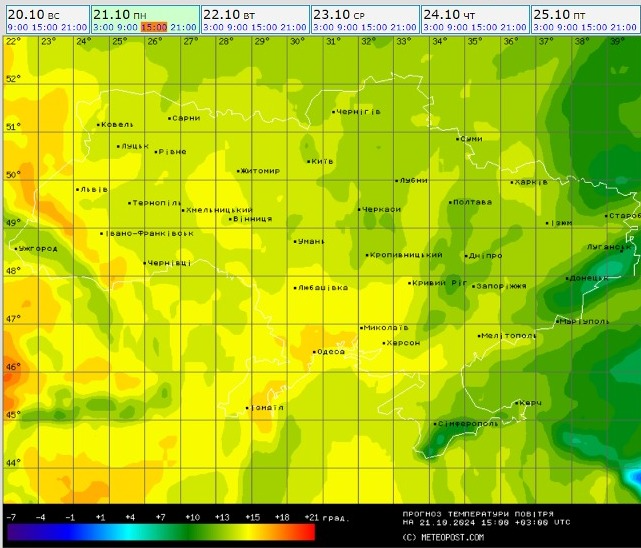 погода в Україні 21 жовтня
