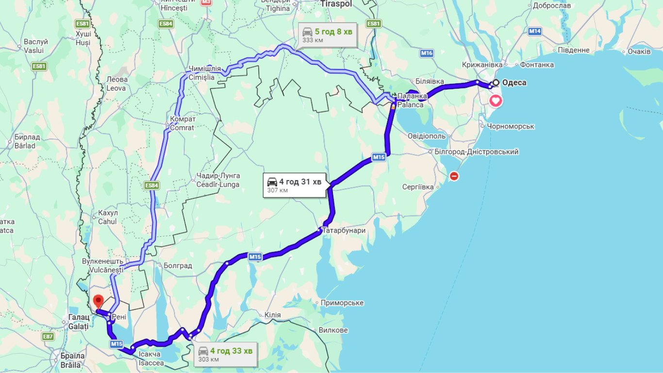 Затори на трасі Одеса-Рені