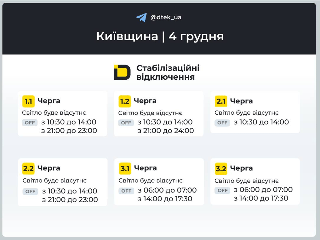 Графіки відключень у Києві — коли не буде світла у столиці завтра - фото 3