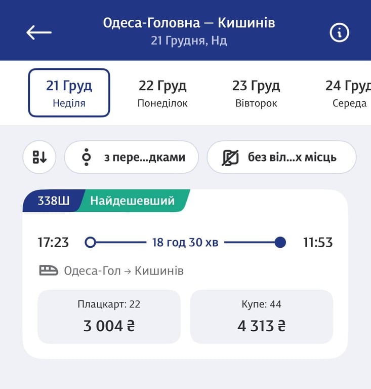 З Одеси до Кишинева поїздом — яка вартість квитків та маршрут - фото 1