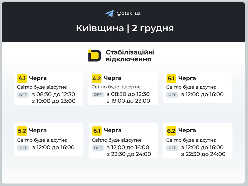 Графіки відключення на Київщині — коли не буде світла завтра - фото 2