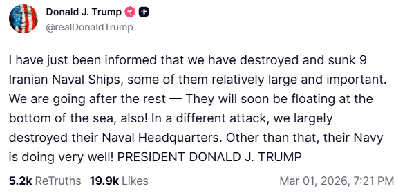 США потопили іранські кораблі