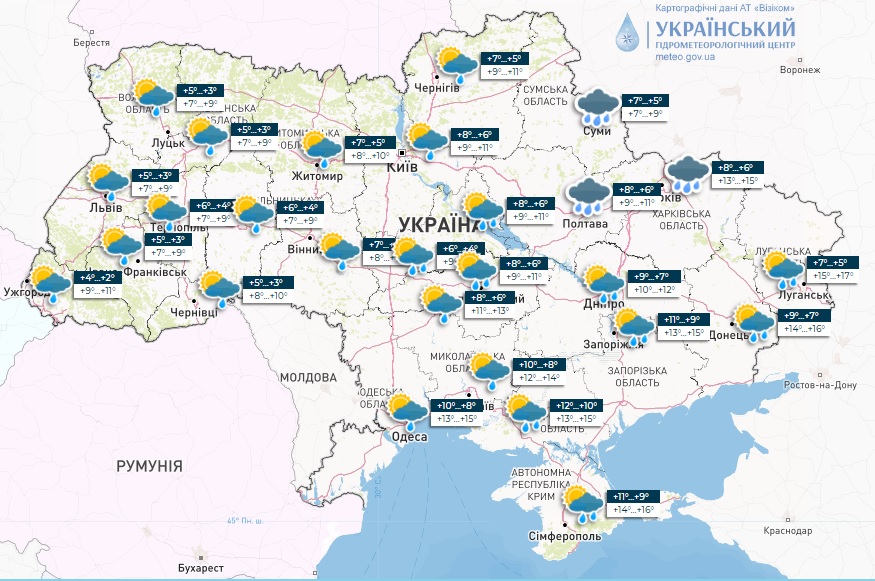 Погода в Украине на 16 октября