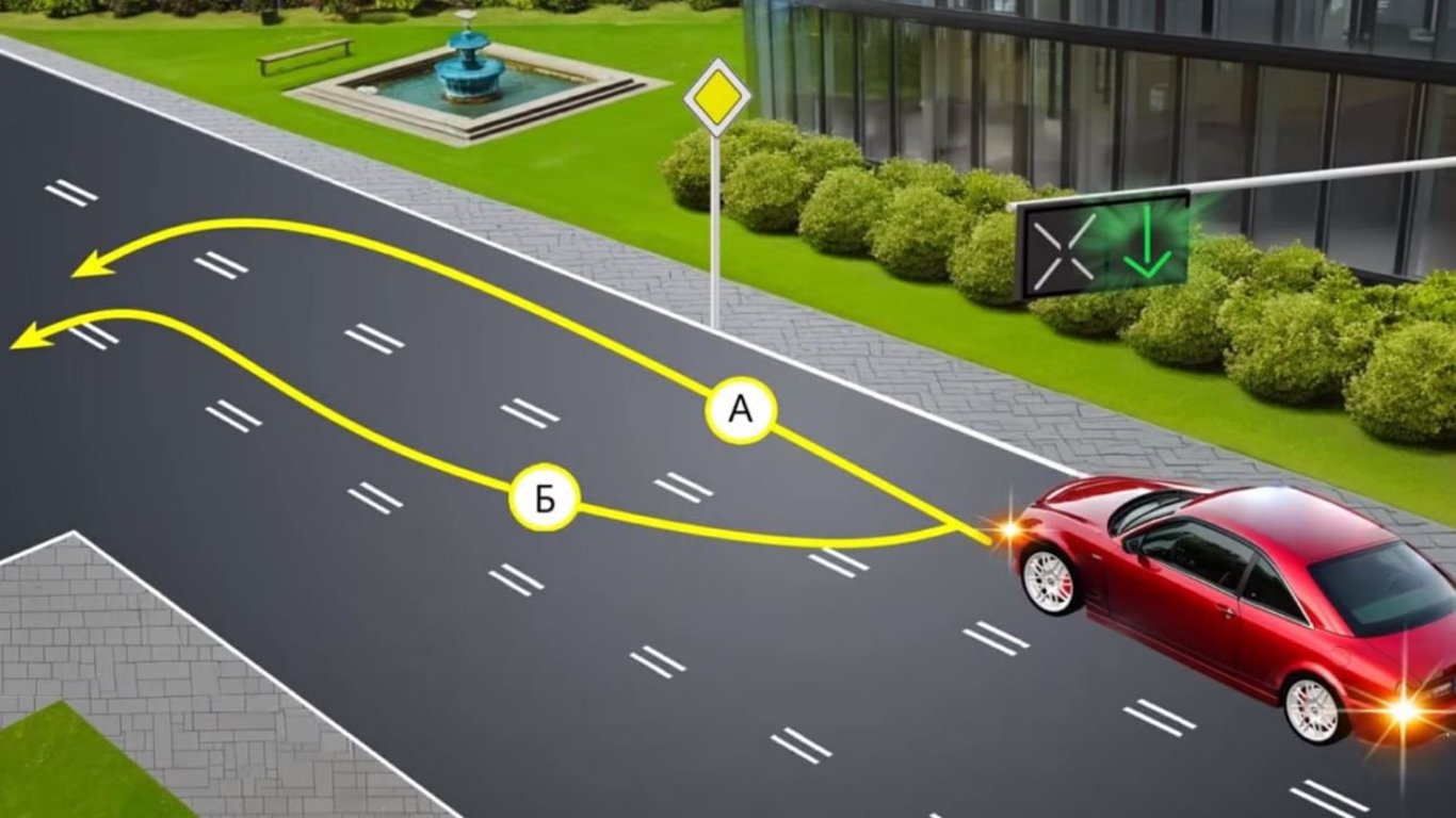 ПДД тестирование — по которой траекторию разрешен поворот