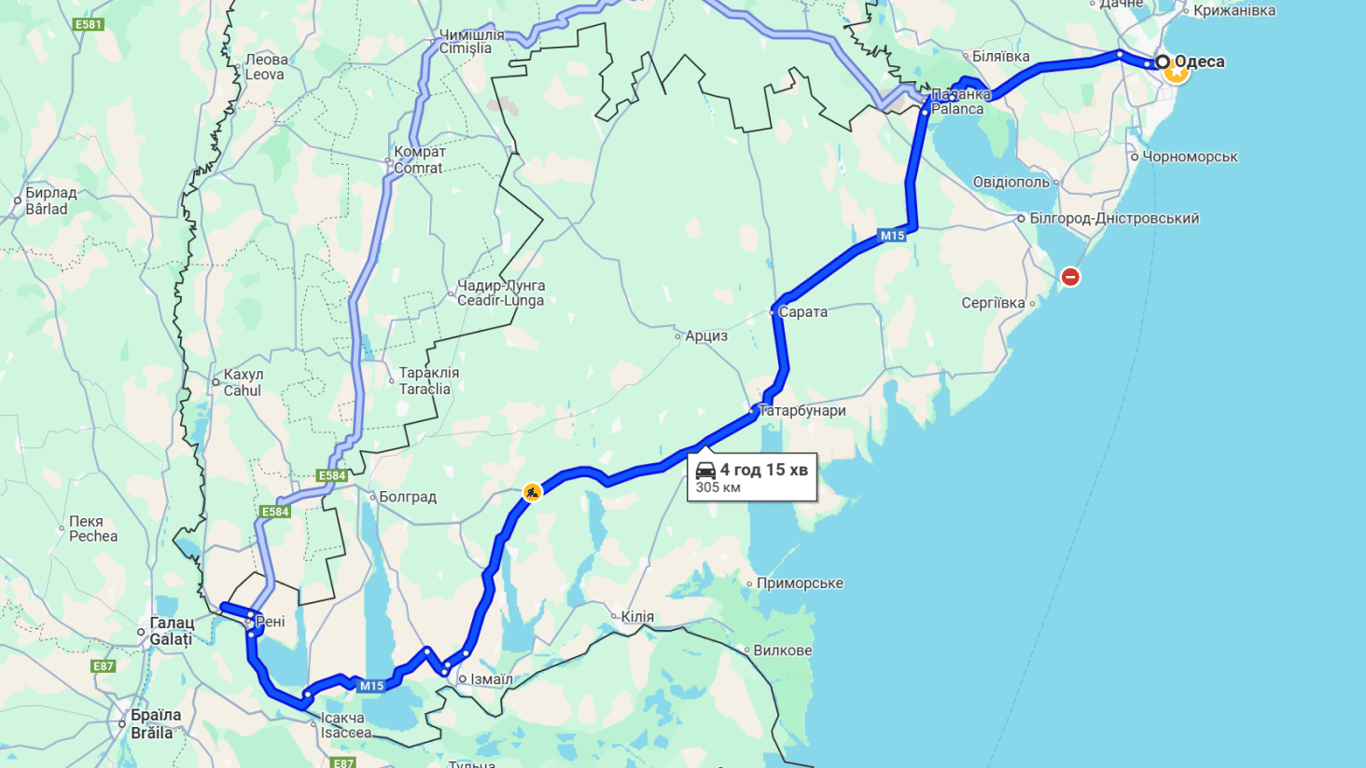 Пробки на трассе Одесса — Рени и очереди на границе