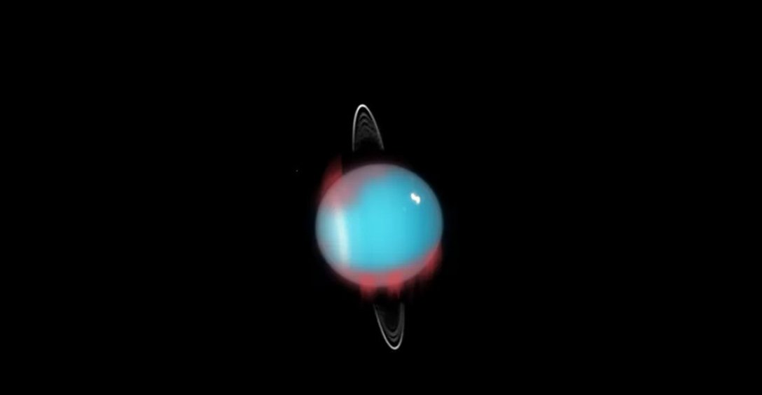 Иллюстрация инфракрасного полярного сияния на Уране.