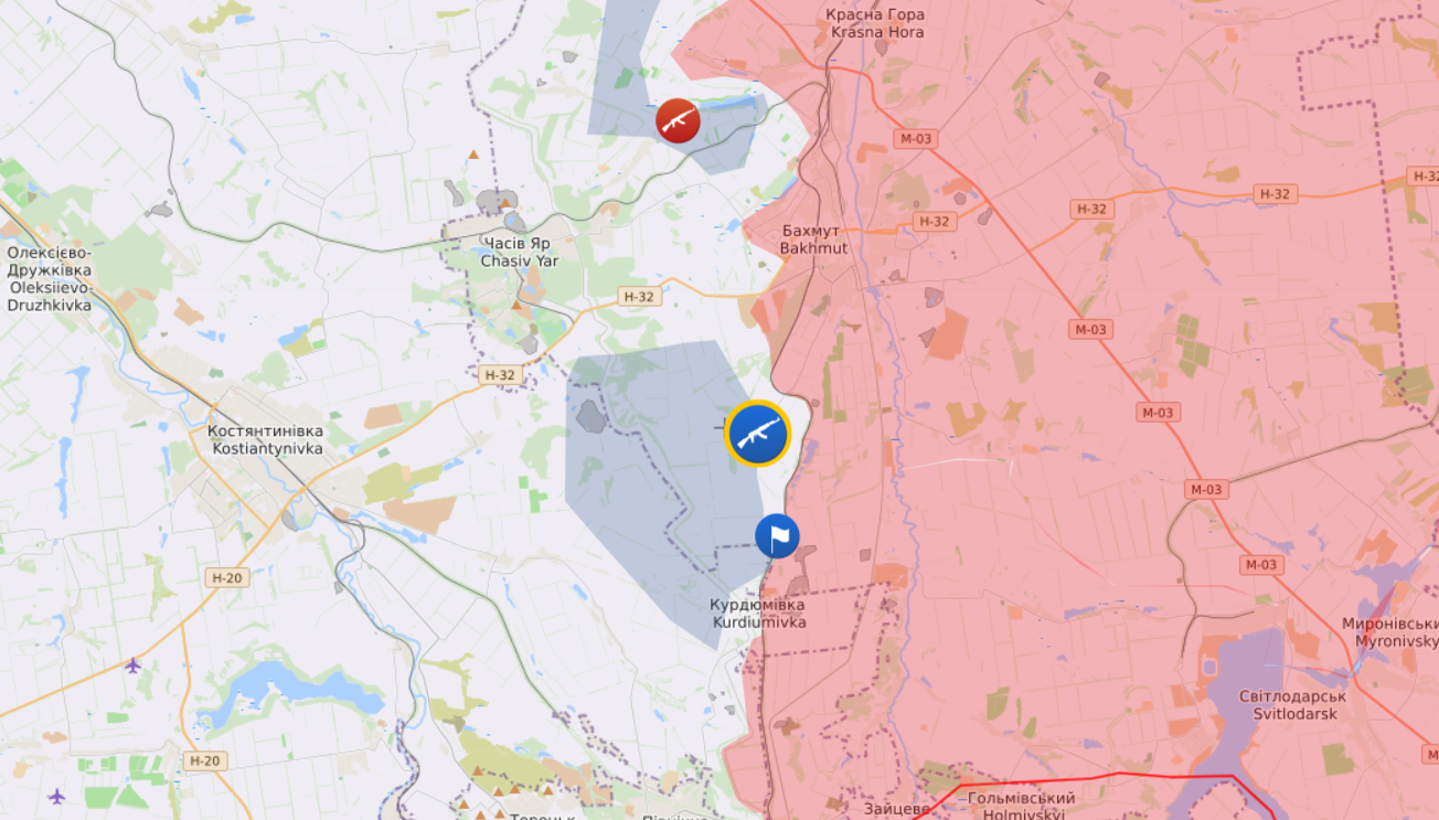 Карта боевых действий от Liveuamap