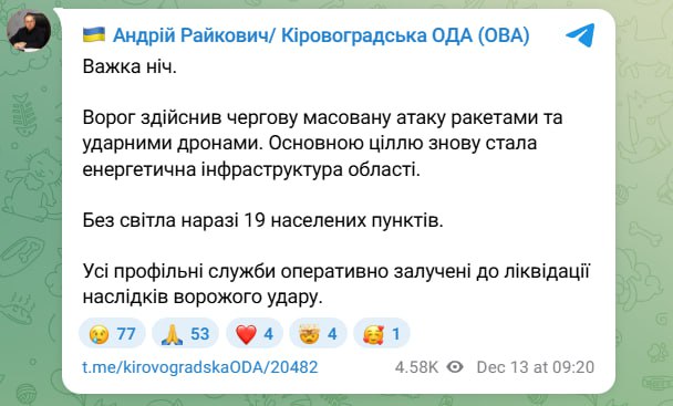 Росія атакувала ракетами й дронами енергетику Кіровоградщини - фото 1