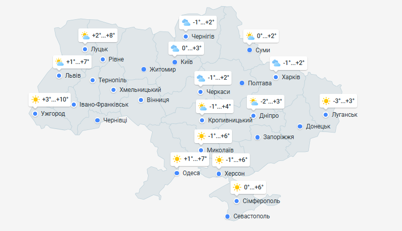 Погода в Україні 1 грудня 2024