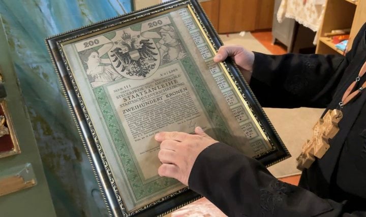 Військова облігація Австро-Угорщини 1916 року, яку знайшли в храмі Святого Миколая у Калуші Івано-франківської області