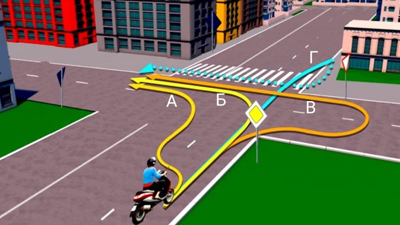 Быстрый тест ПДД — как водителю мопеда повернуть налево на перекрестке