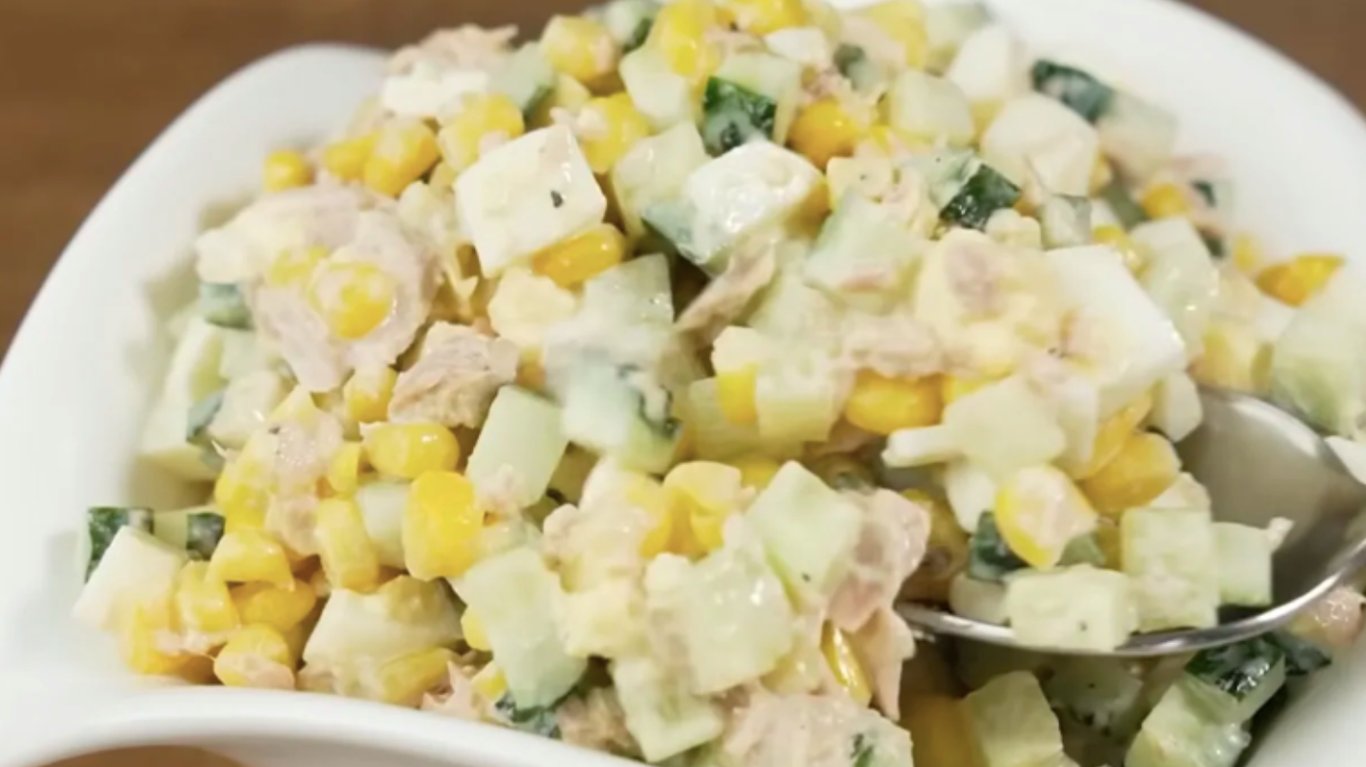 рецепт салату з тунцем та огірком