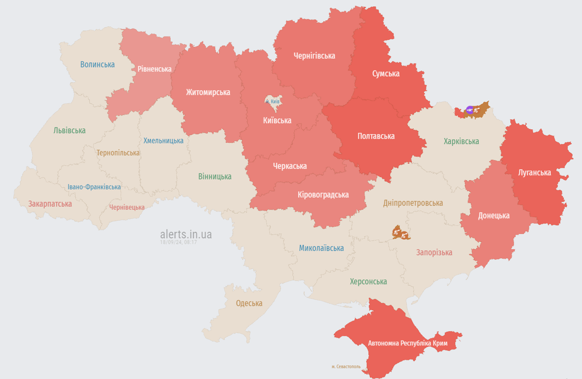воздушная тревога 18 сентября