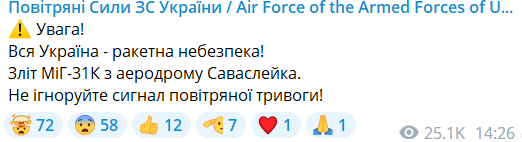 Воздушная тревога в Украине