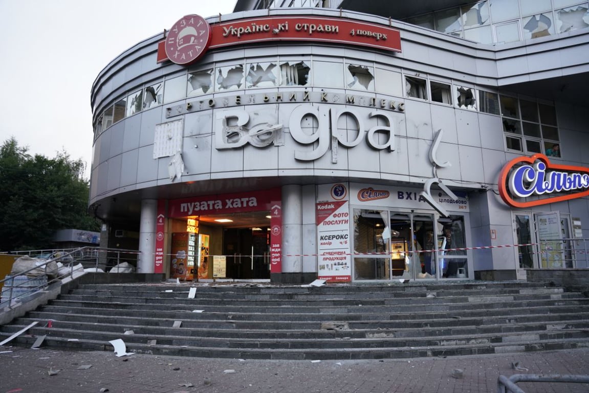 Destruction after the shelling of Kyiv on the night of July 10, 2025