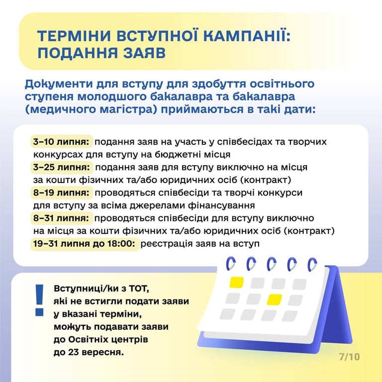 Вступ до ЗВО 2024 року — що потрібно робити особам з ТОТ