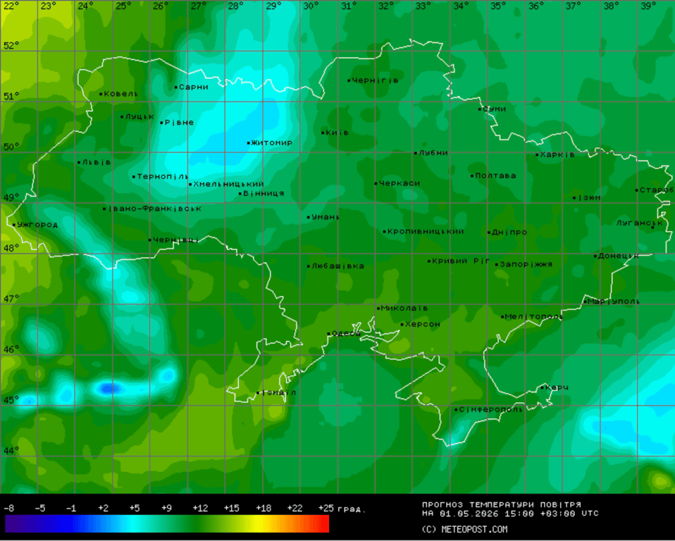 Прогноз погоди в Україні на 1 травня