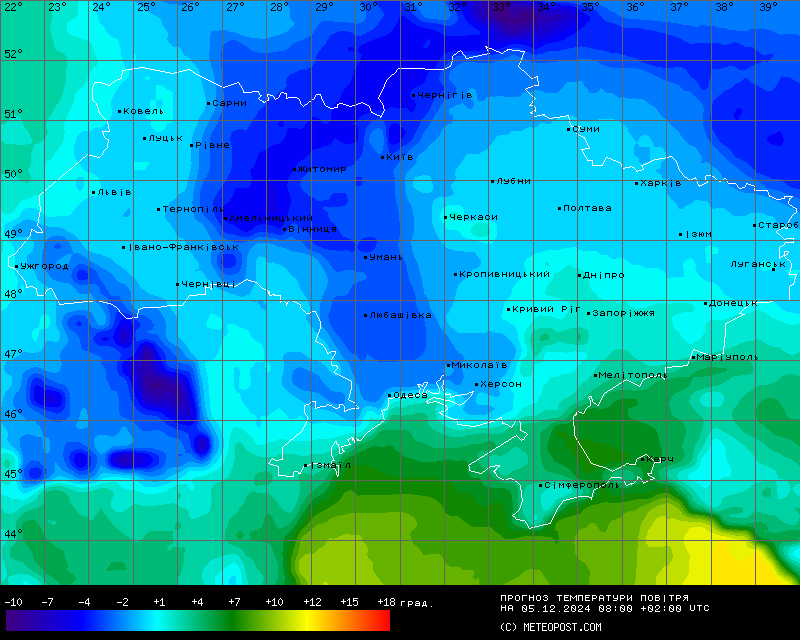 Карта температур на 5 декабря