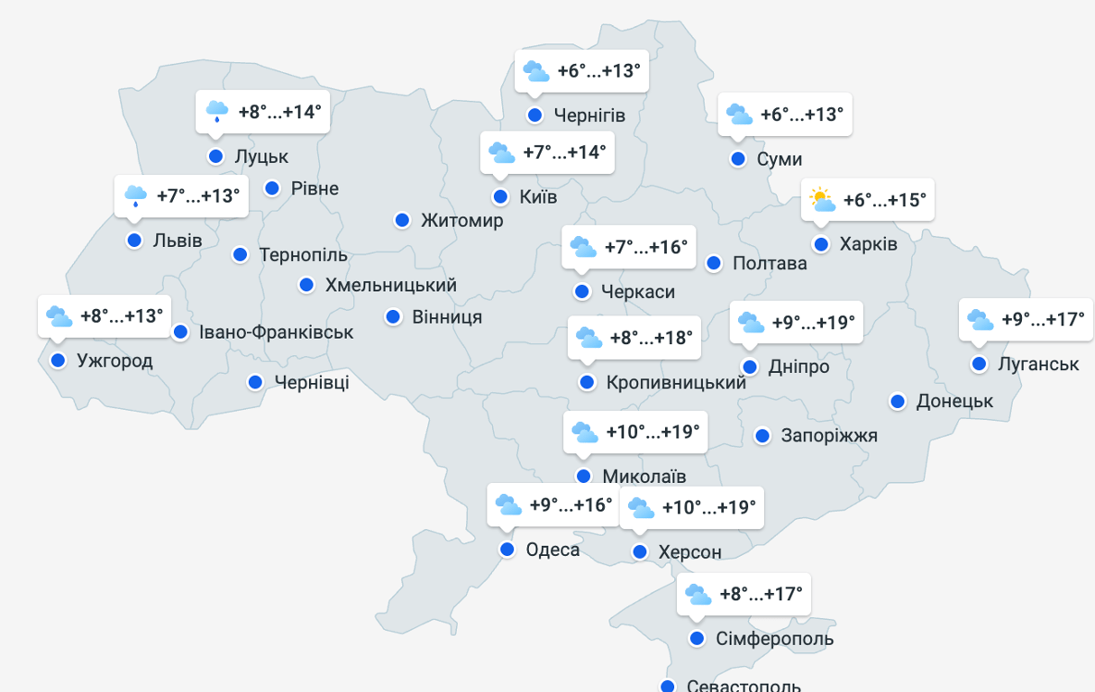 Прогноз погоди в Україні на 29 березня