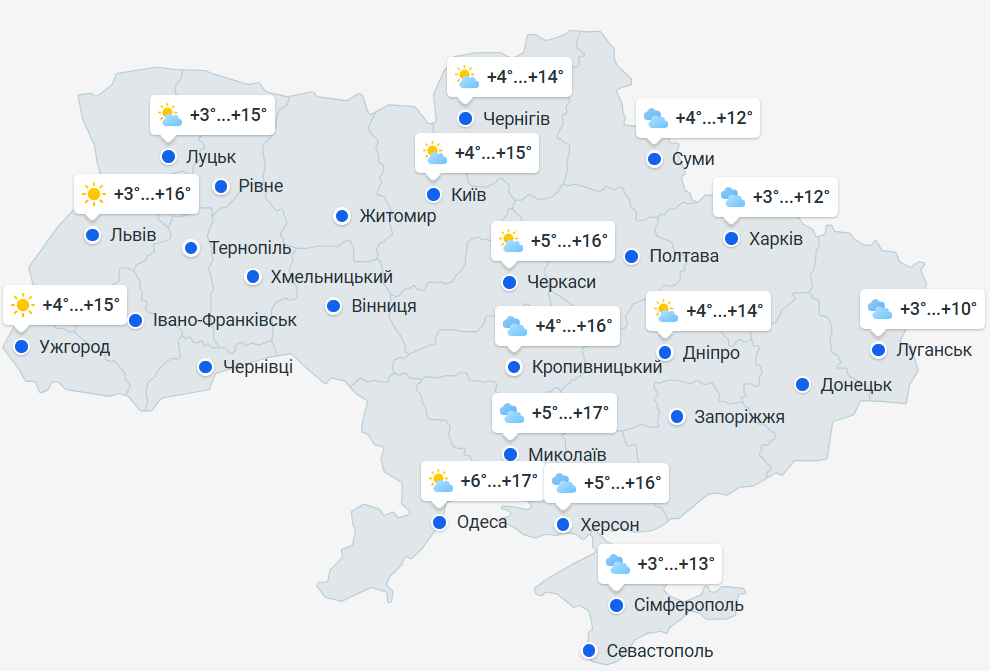 прогноз погоди в Україні 6 березня