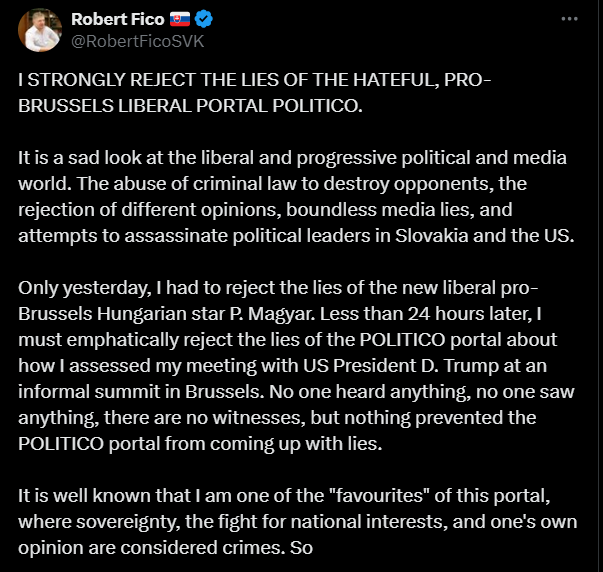 Фіцо заперечив слова про нібито психічний розлад Трампа - фото 1