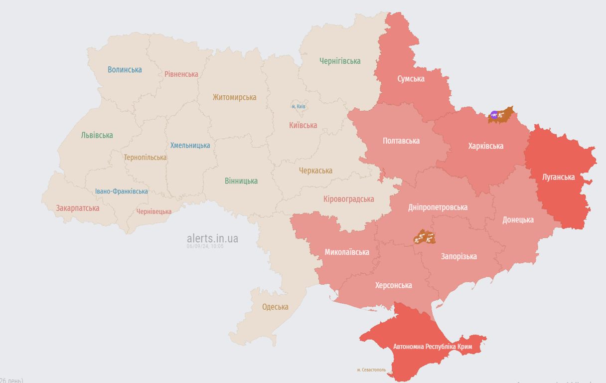 воздушная тревога в Украине 6 сентября