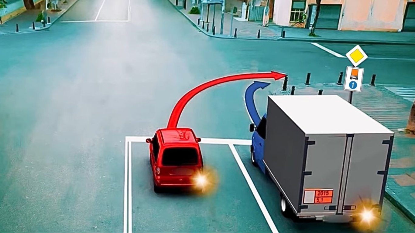Тест з ПДР: чи правильно легковик та вантажівка виконують поворот праворуч