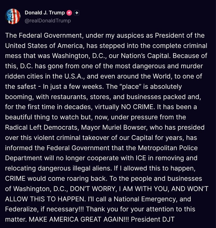 Трамп пригрозил Вашингтону чрезвычайным положением — подробности - фото 1