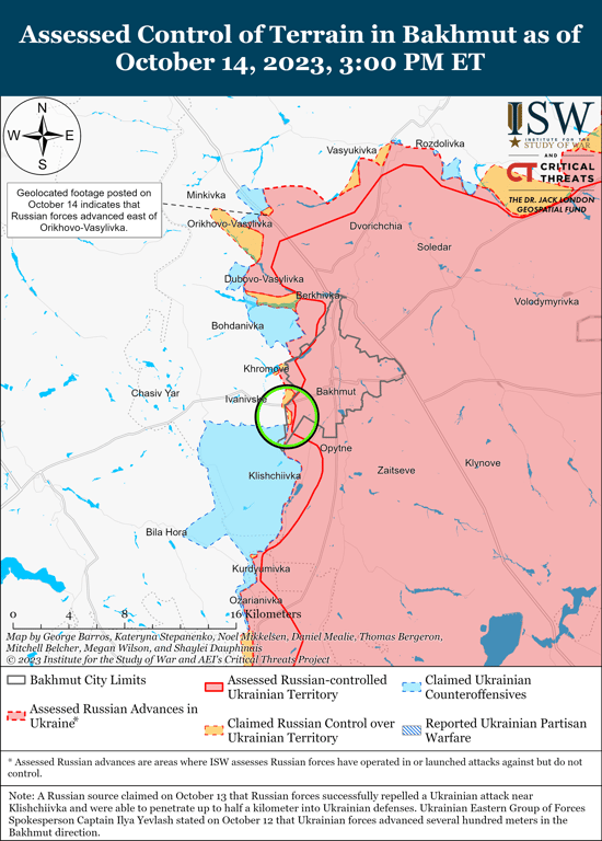 Карта бойових дій станом на 15 жовтня