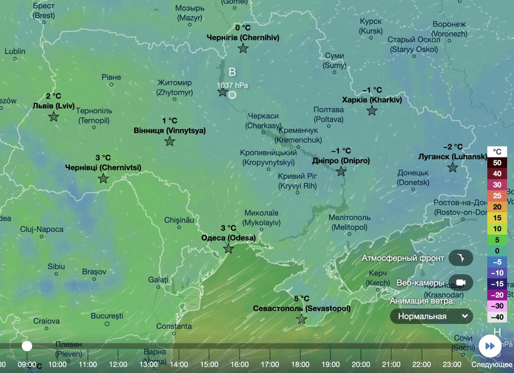 Карта температур