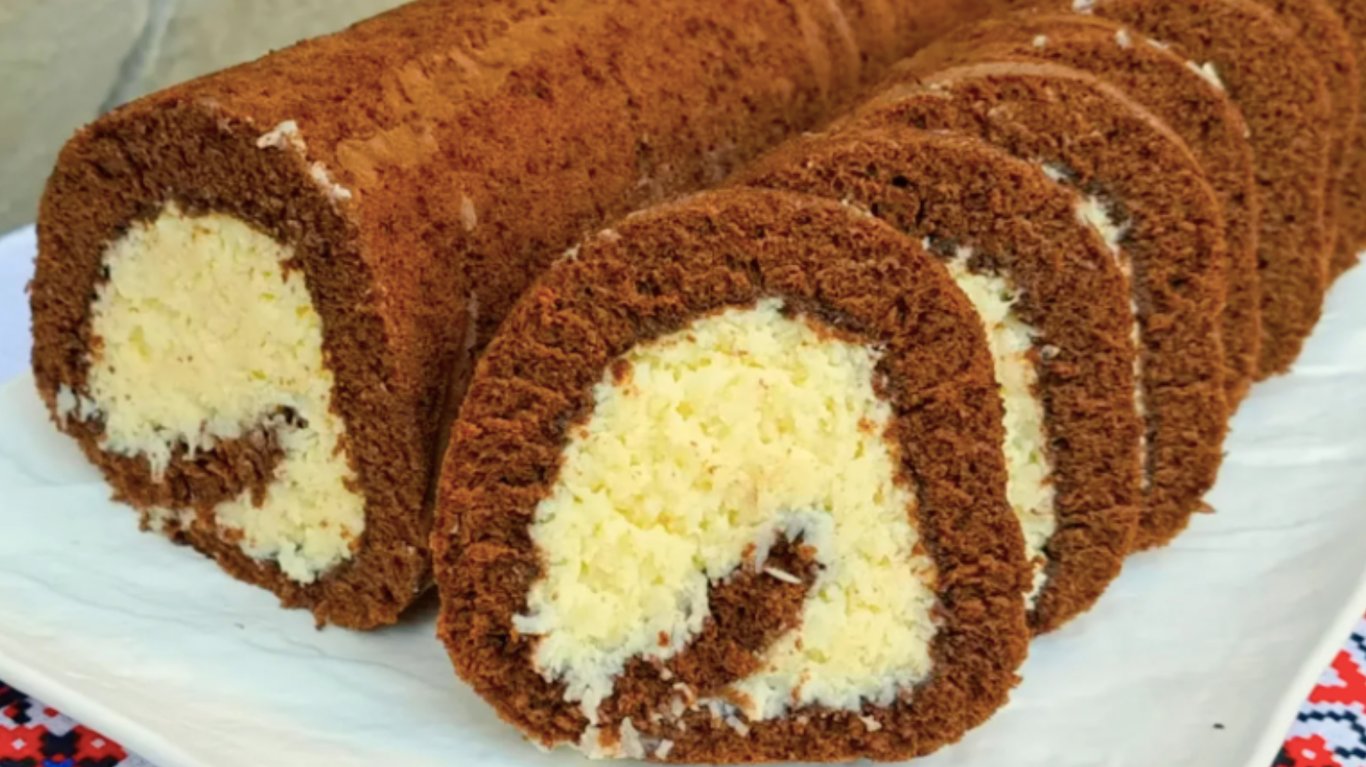 рецепт шоколадного рулета з кокосовою стружкою