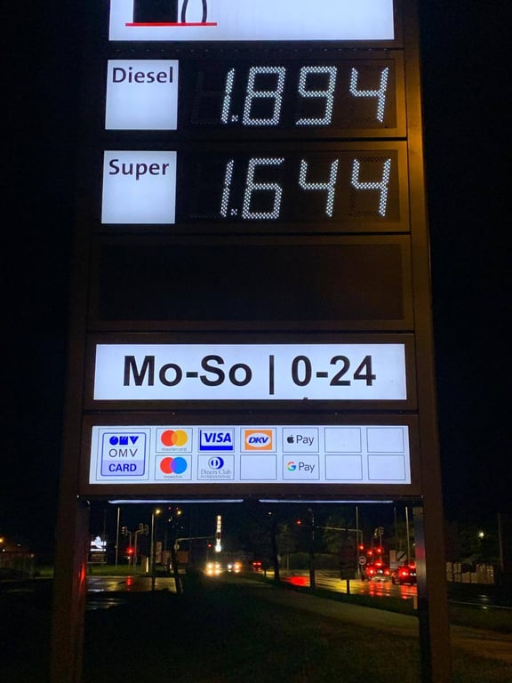 Стоимость топлива на АЗС в Австрии 19 апреля 2026 года