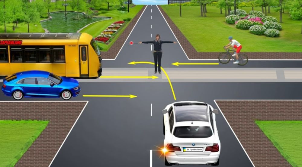 Тестирование с ПДД - кто может продолжить движение при этом сигнале регулятора - фото 1