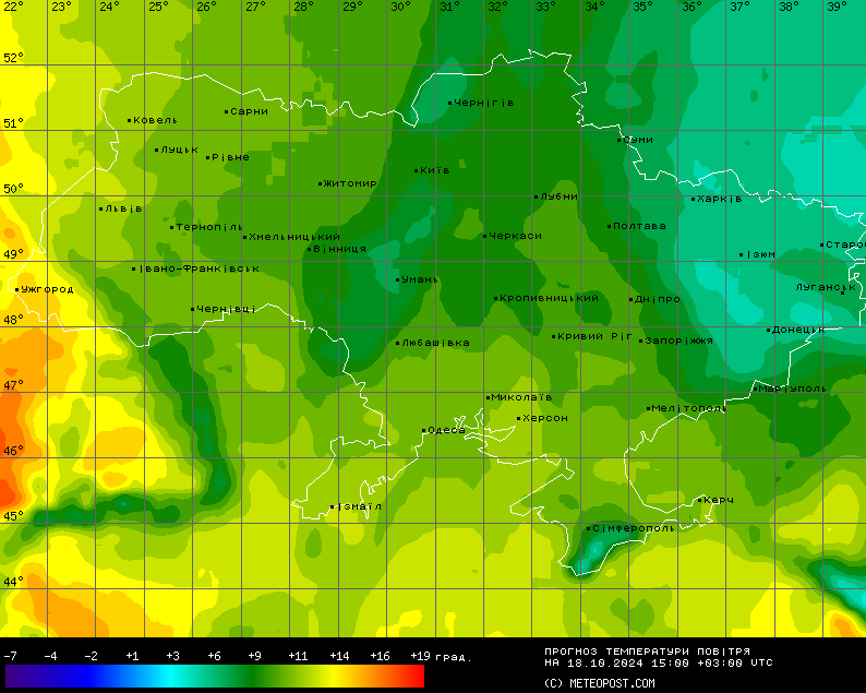 Температурна карта. Фото: Метеопост