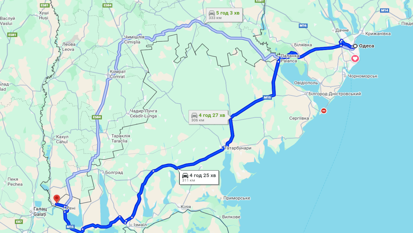 Затори на трасі Одеса-Рені