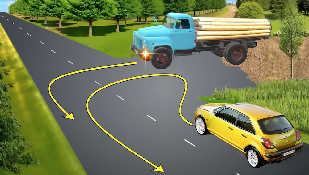 Тест з ПДР: який сигнал поворотника має увімкнути водій легковика?