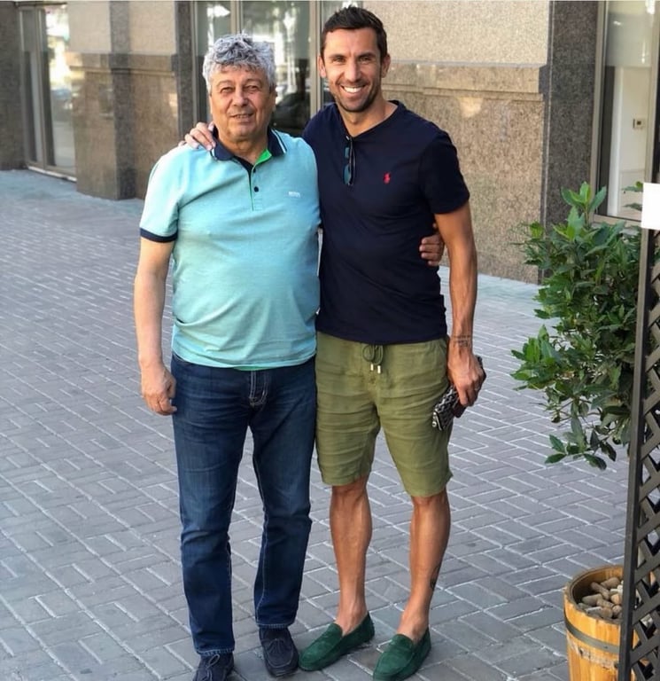 Мирча Луческу и Дарио Срна во время выступления в "Шахтере"