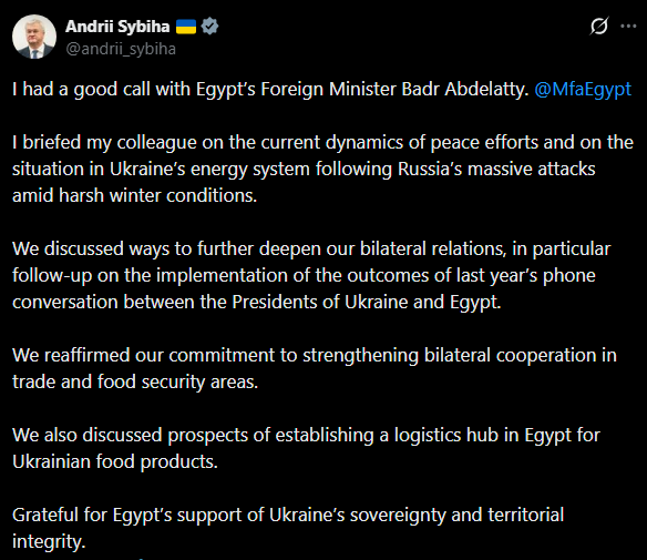 Сибіга поговорив з єгипетським колегою — йшлося про енергетику - фото 1