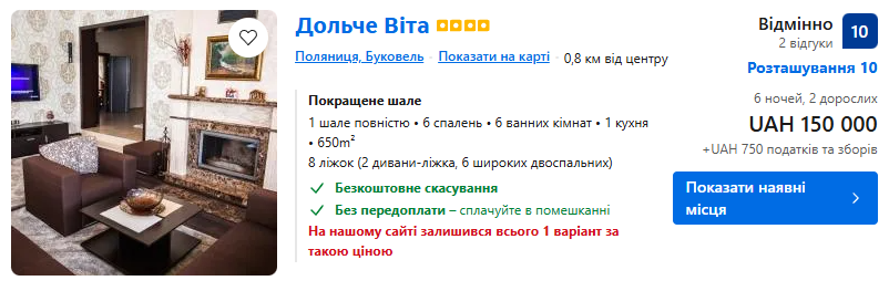 Цены на номера в отелях Буковеля