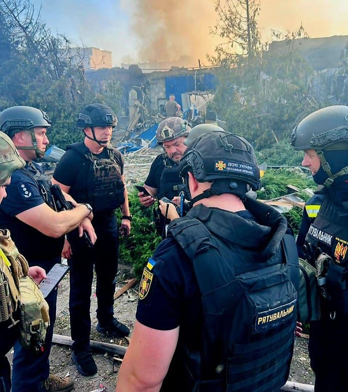 Rescuers search for people under rubble in Dobropillya